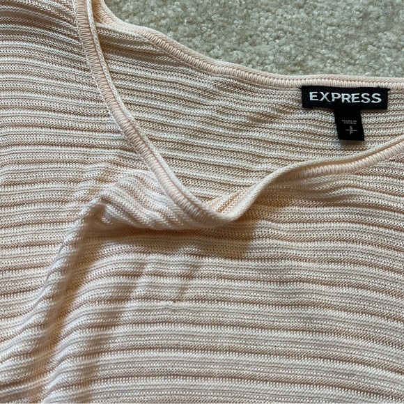 Express Shirt Womens Small Pink Light Longline Tunic Dress Knit Asymmetrical Hem - Picture 10 of 10
